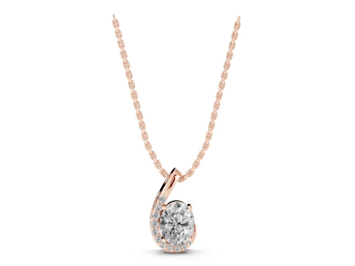 Round Diamond Swirl Pendant with Prong Setting Rose gold