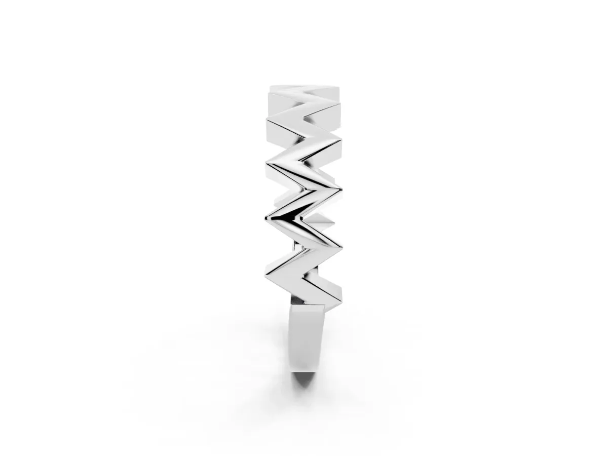 Zigzag Chevron Band Silver