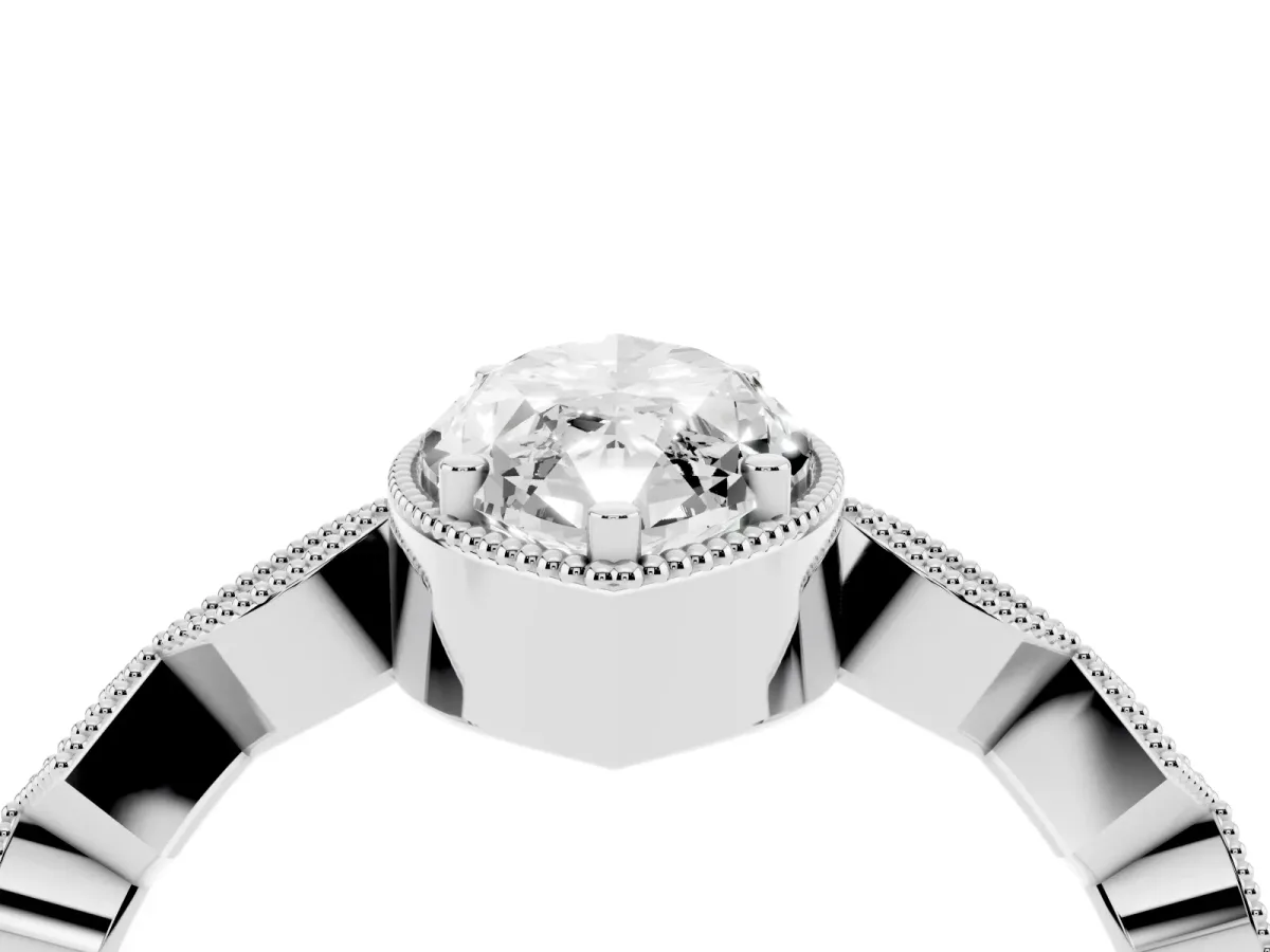 Marquise Cut Milgrain Marquise Diamond Twist Band Ring Silver