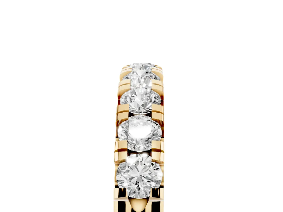 Round Diamond Half-Eternity Prong Set Band Yellow gold