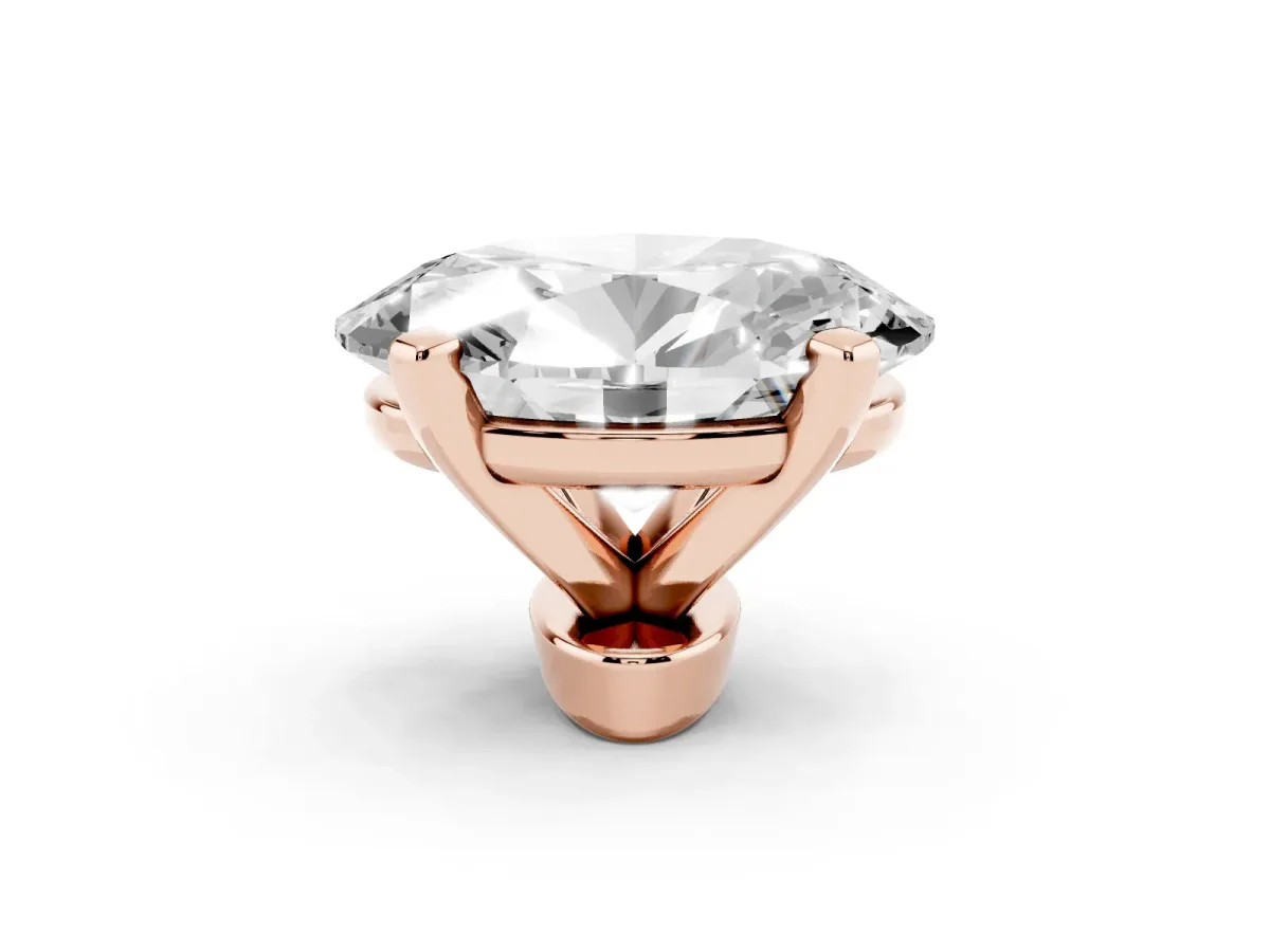Oval Cut Diamond Solitaire Ring with Prong Setting and Classic Band Rose gold
