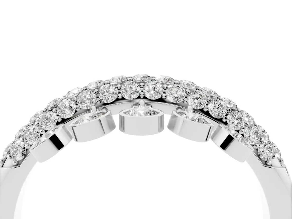 Round Diamond Dangle Promise Ring with Round Diamond Pavé Platinum