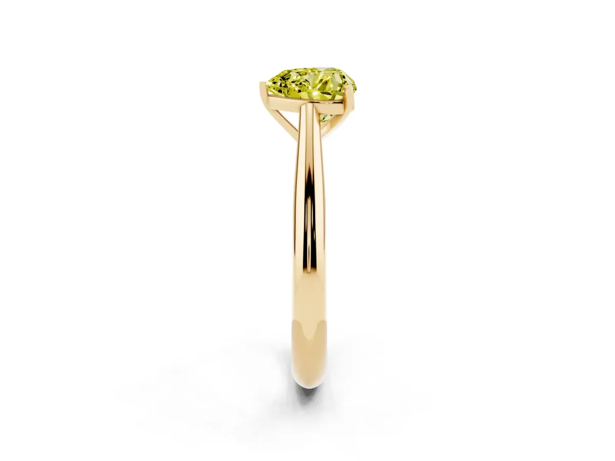 Fancy Yellow Heart Cut Diamond Solitaire Engagement Ring with Cathedral Setting and Four-Prong Mount Yellow gold