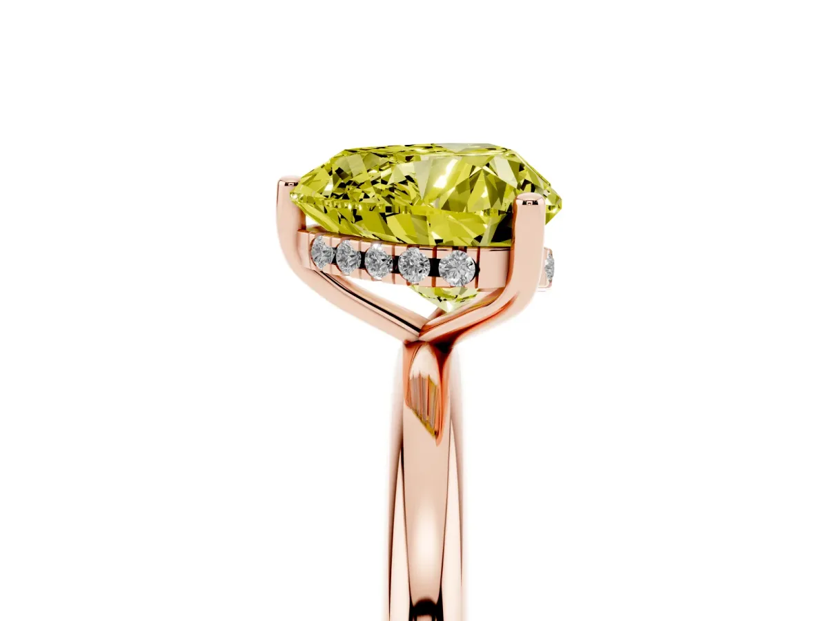 Fancy Yellow Heart Cut Cut Solitaire Engagement Ring with Four-Prong Setting and Classic Band Rose gold