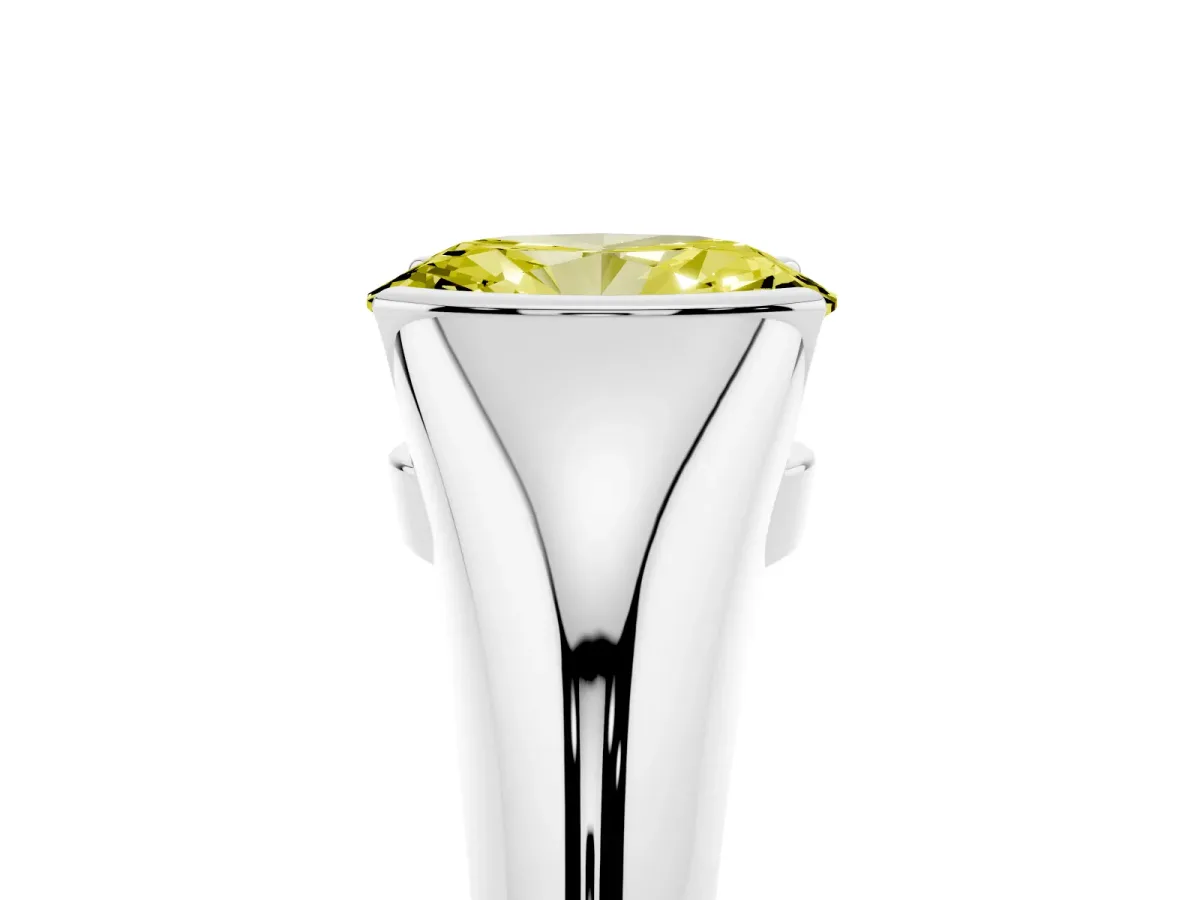 Fancy Yellow Oval Cut Solitaire Tension Set Diamond Ring Silver