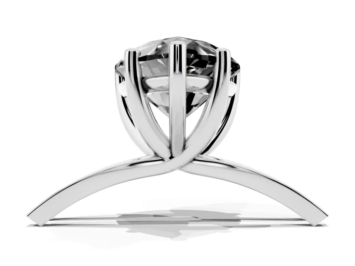 Fancy Black Pear Cut Cut Diamond Solitaire Engagement Ring with Tapered Plain Band and Four-Prong Setting Silver