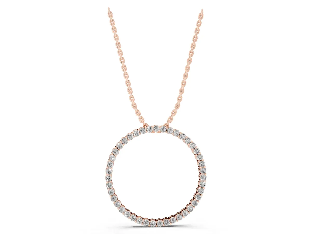 Round Cut Diamond Prong Set Eternity Pendant Rose gold