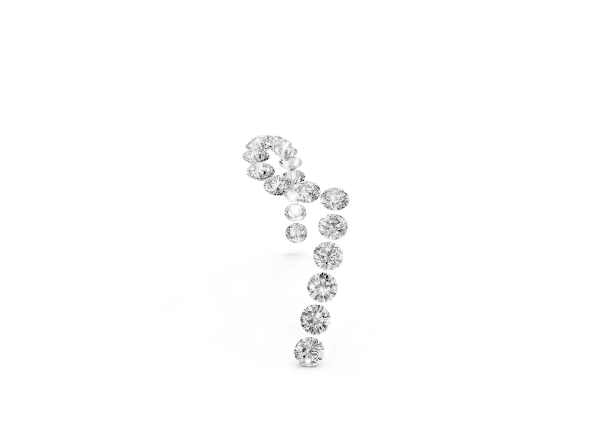 Pavé Round Diamond Chevron Band with Prong Setting Silver