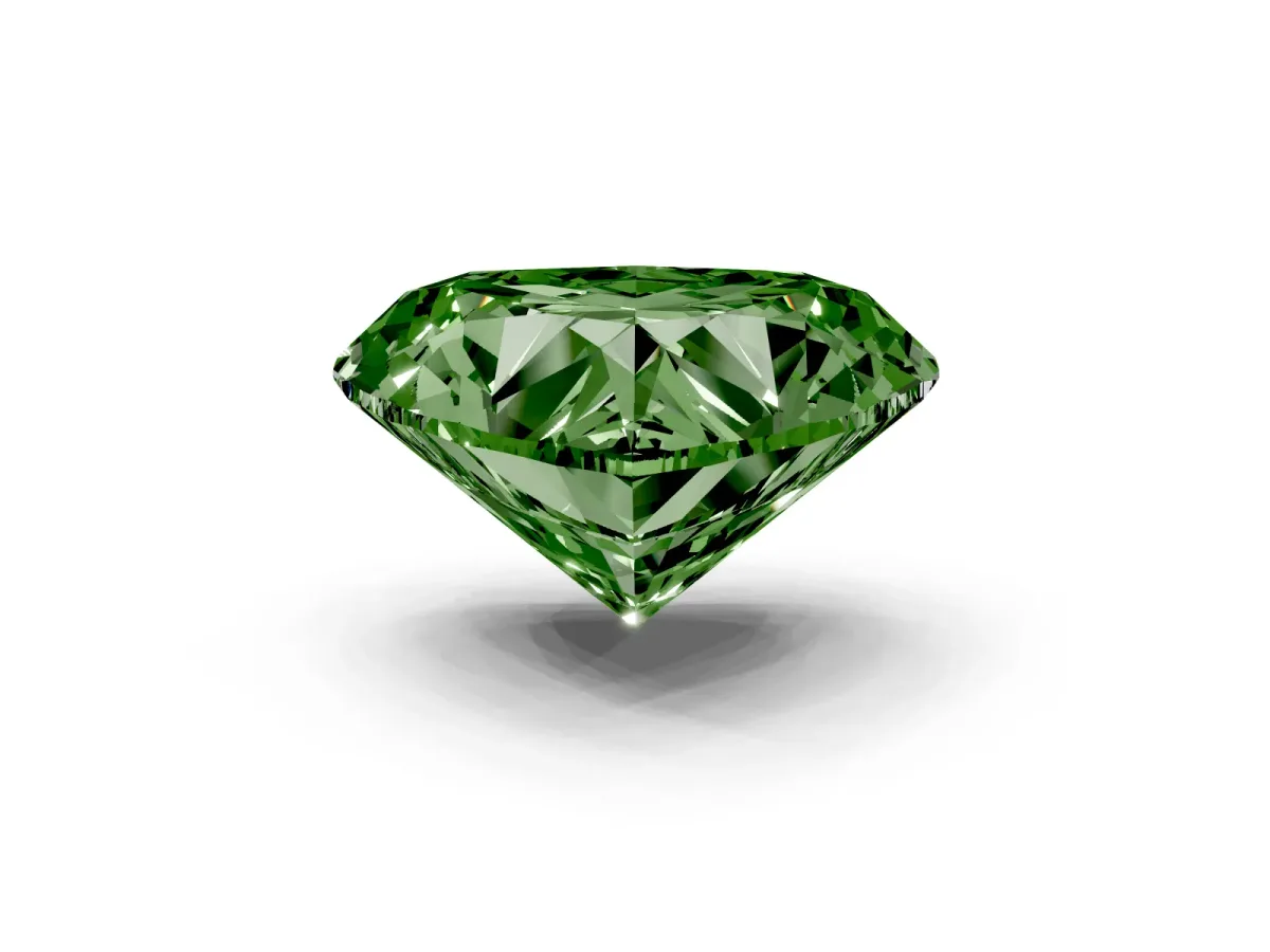Fancy Green Heart Cut Diamond Ring with Marquise Side Stones and Prong Setting Yellow gold