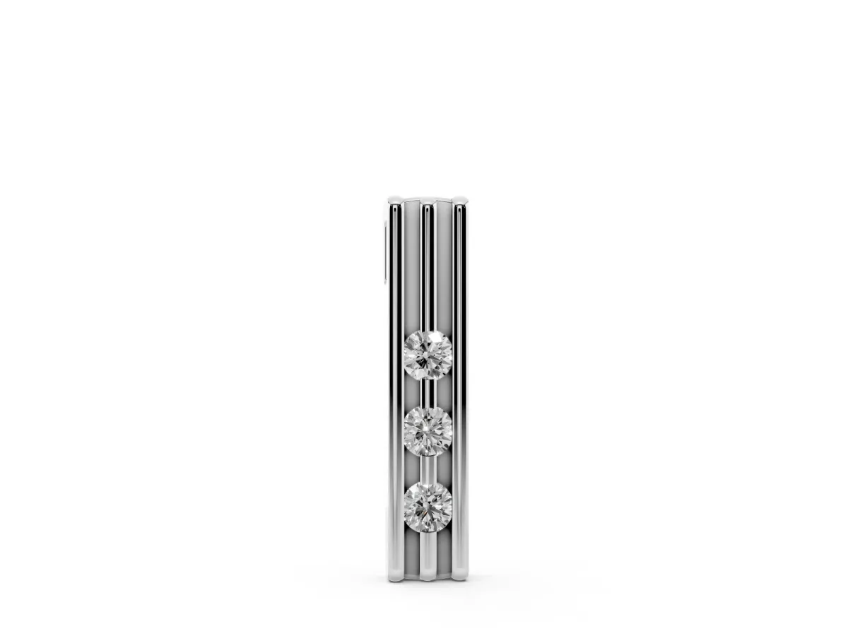 Three-Stone Round Channel Set Pendant Silver