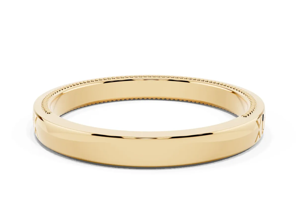Vintage Engraved Milgrain Band Yellow gold