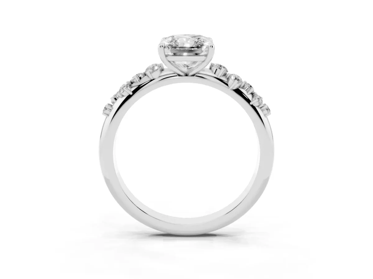 Radiant Cut Diamond Cluster Prong-Set Solitaire Ring Platinum