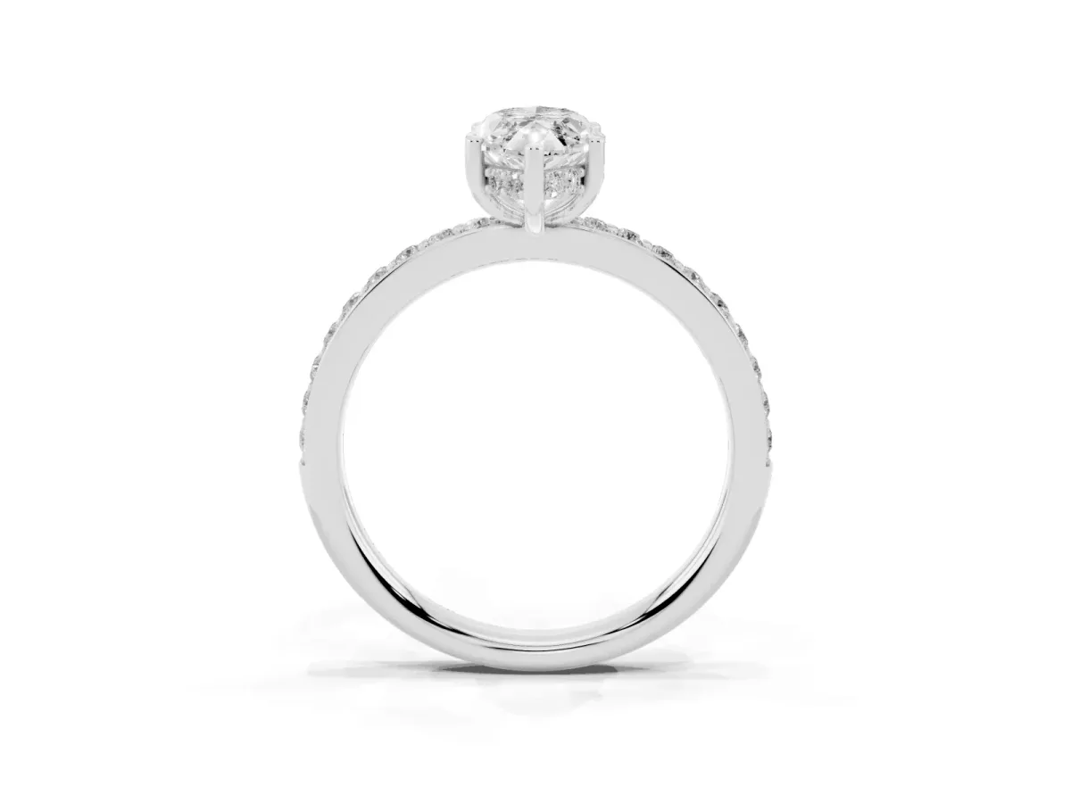 Marquise Cut Cut Diamond Pavé Band Ring with Four-Prong Setting Silver