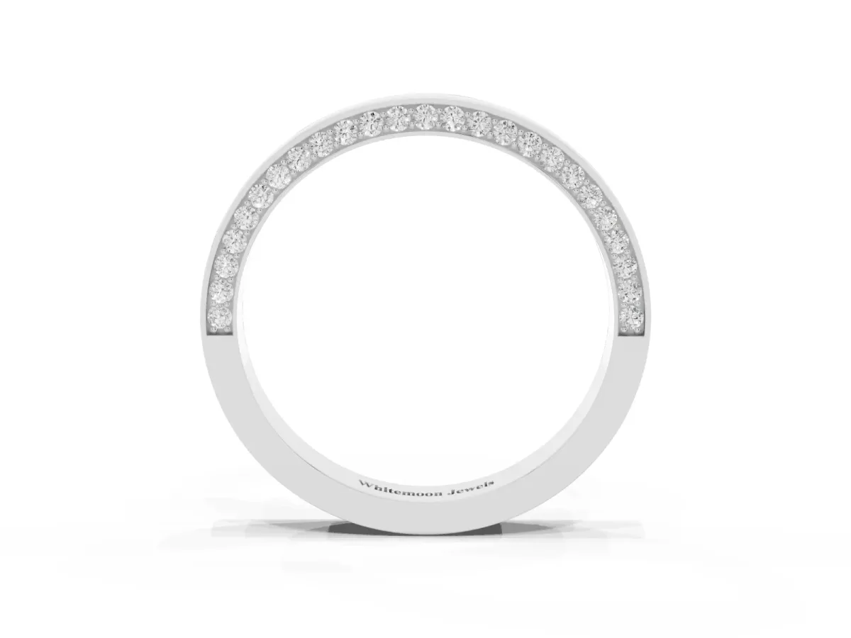 Pavé Round Diamond Channel Set Band White gold