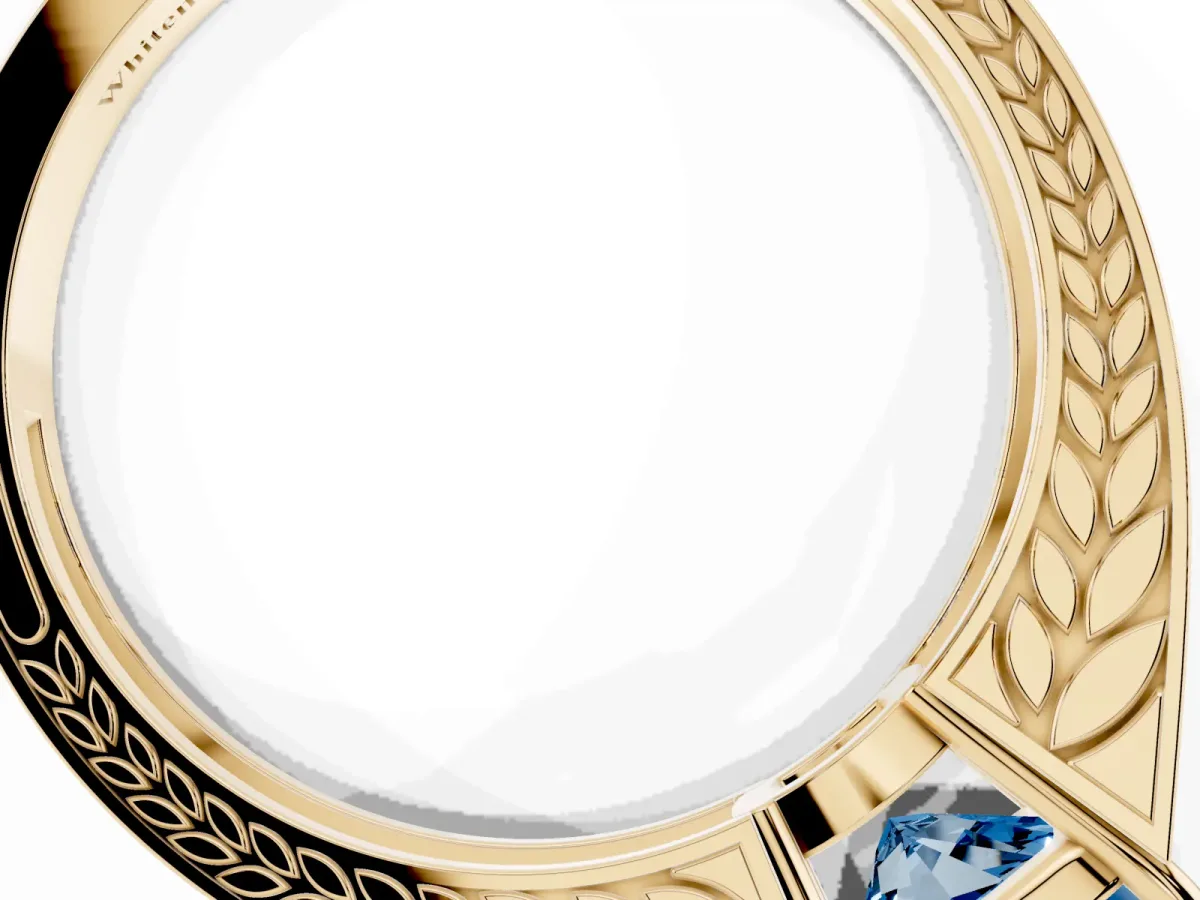 Fancy Blue Cushion Cut Diamond Split Shank Ring with Pavé Band and Four-Prong Setting Yellow gold
