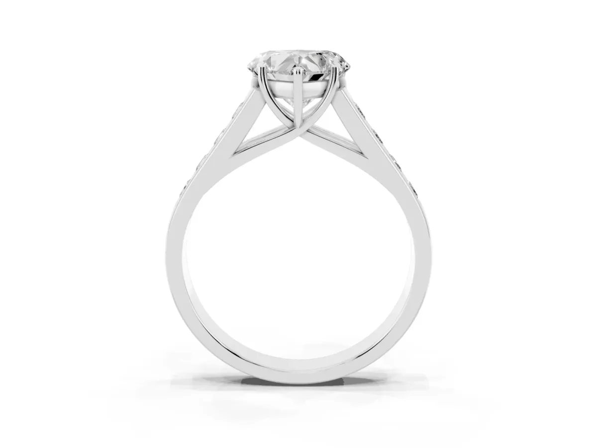 Heart Cut Solitaire Channel-Set Diamond Engagement Ring with Four-Prong Setting Silver