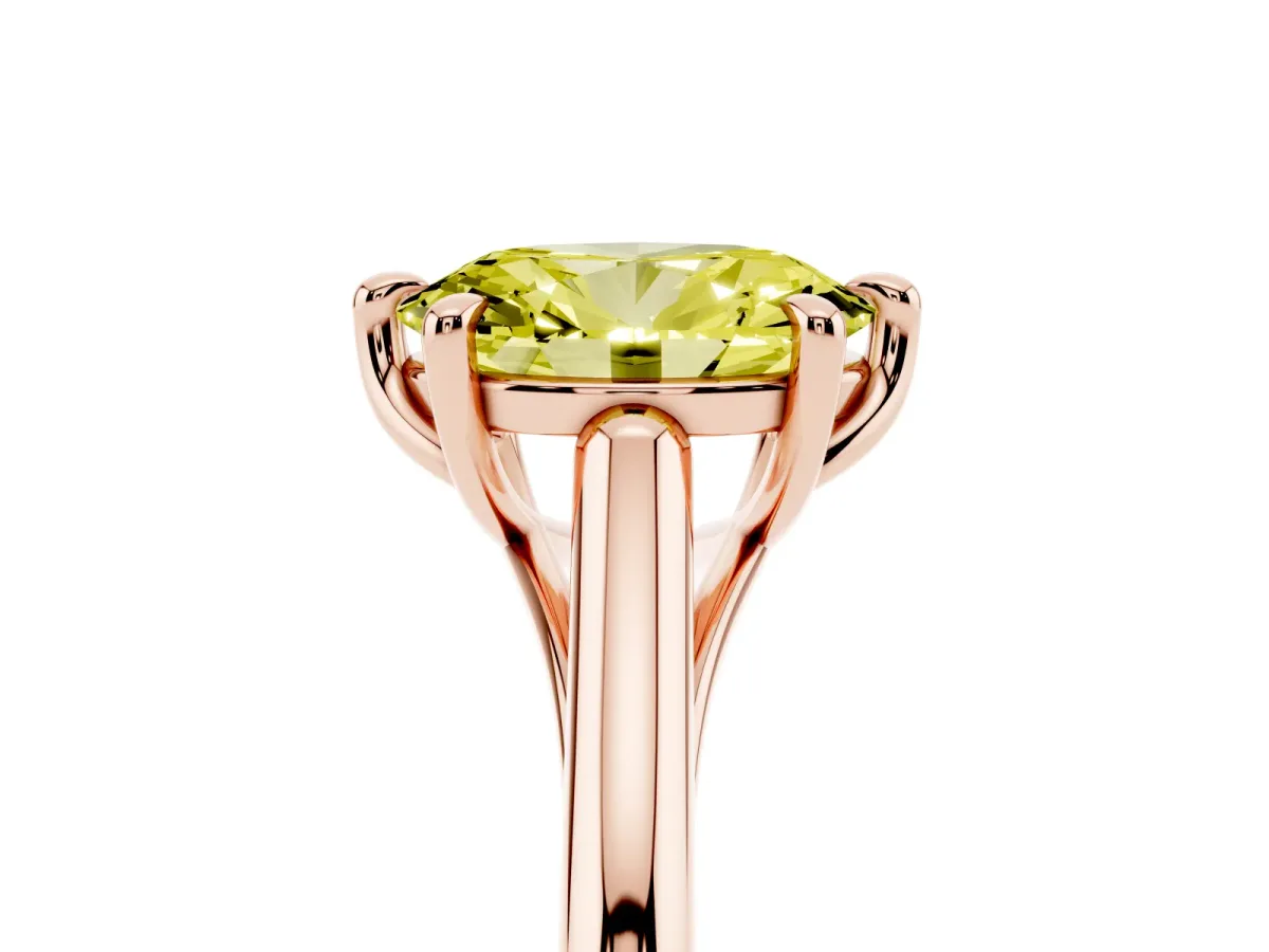 Fancy Yellow Oval Cut Solitaire Engagement Ring with Six-Prong Setting and Classic Band Rose gold