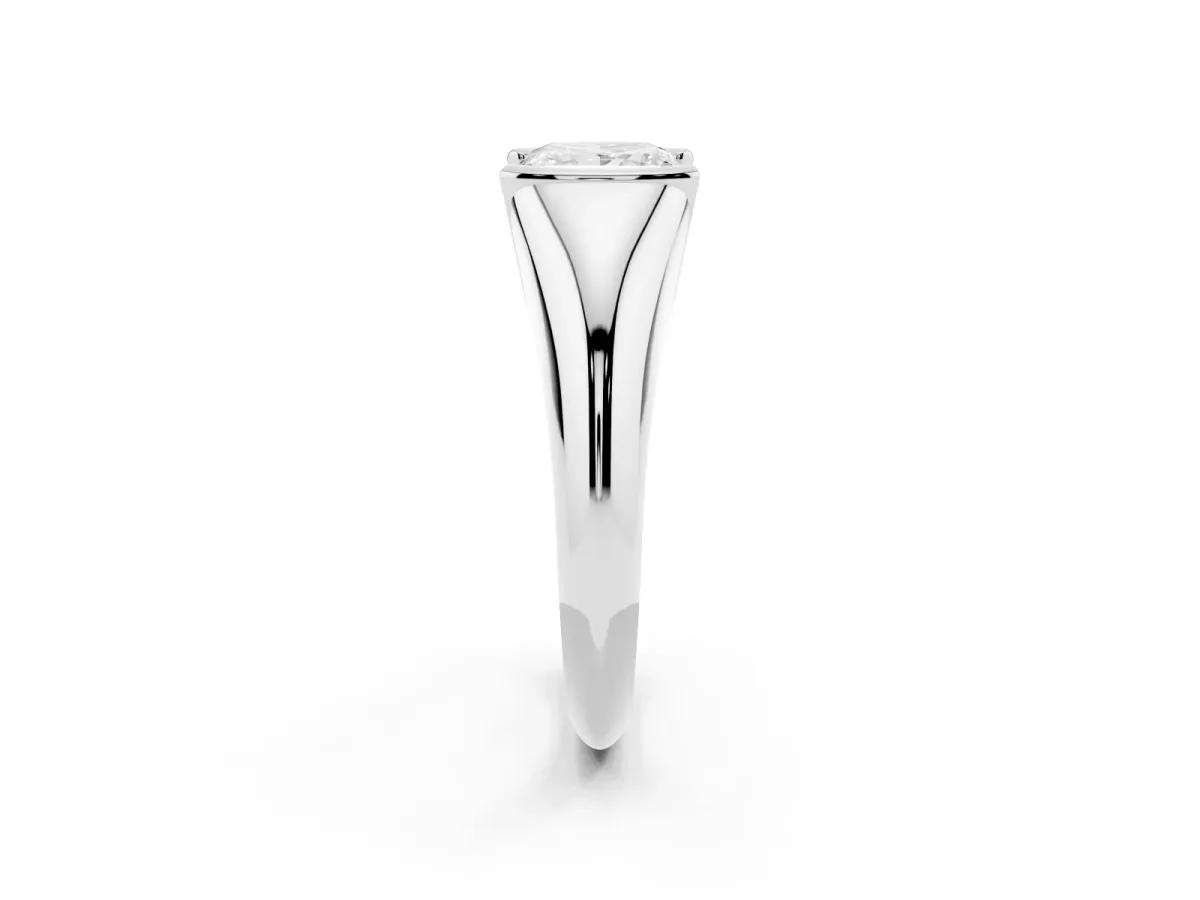 Princess Cut Solitaire Tension Set Diamond Ring Silver