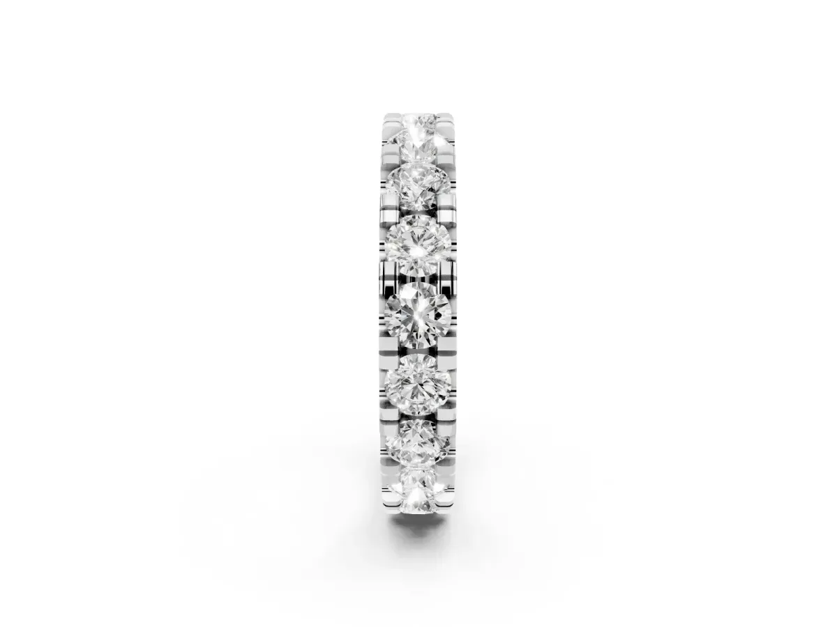 Round Diamond Full Eternity Band with U-Prong Setting Silver
