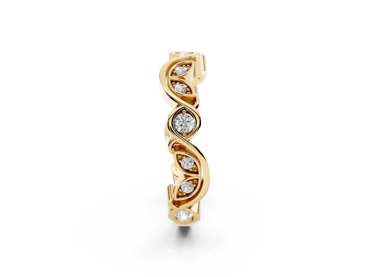 Marquise and Round Diamond Infinity Eternity Band with Bezel Setting Yellow gold