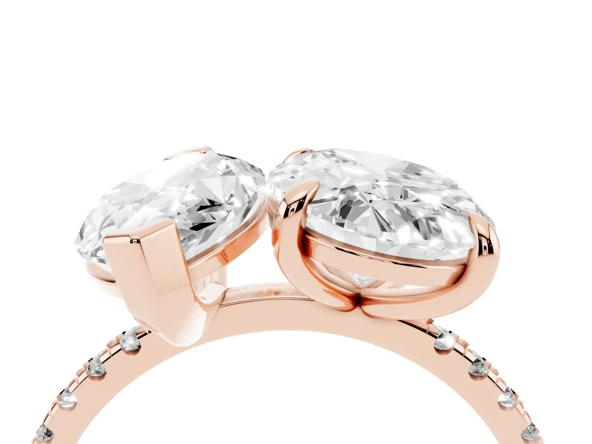 Oval and Marquise Toi Moi Ring with Prong Setting and Pave Band Rose gold