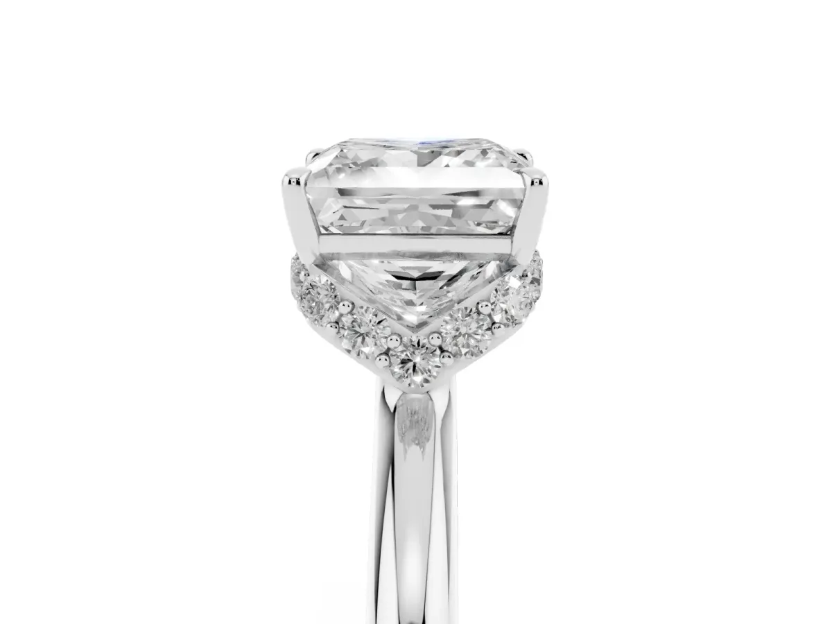 Princess Cut Brilliant Solitaire Engagement Ring with Six-Prong Setting and Classic Band Platinum