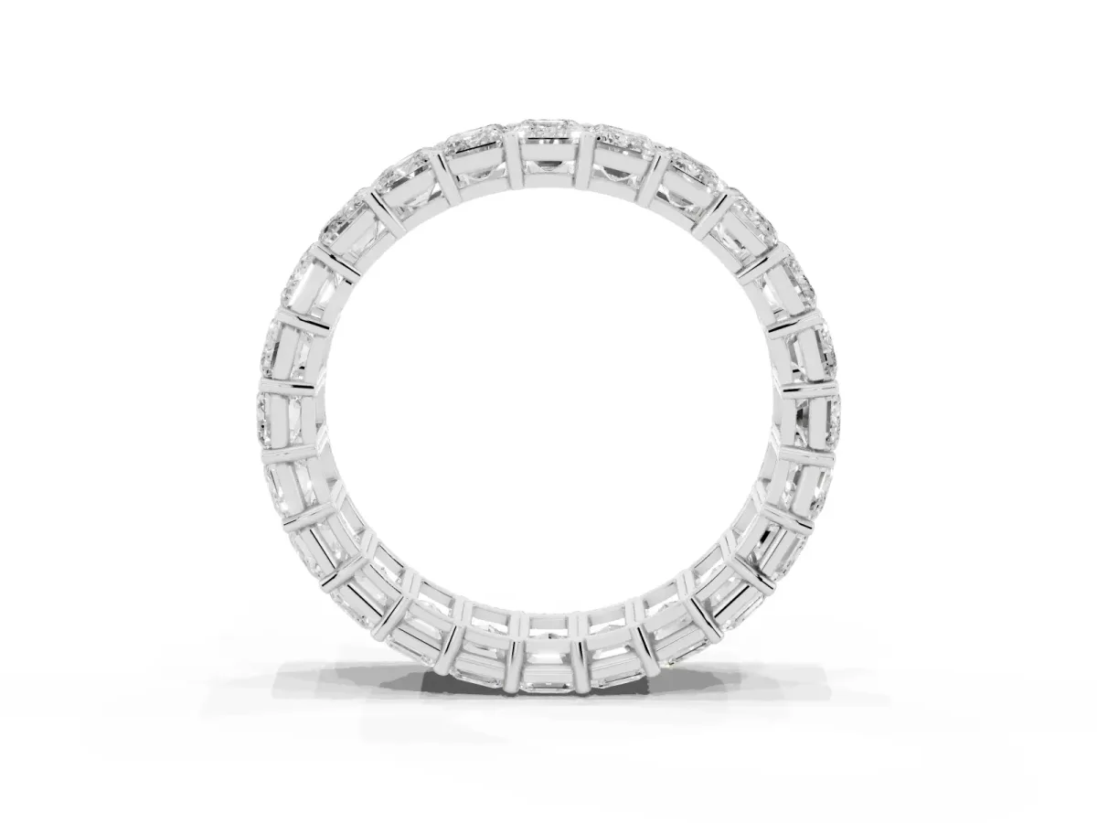 Emerald Cut Diamond Eternity Band with Shared Prong Setting Platinum