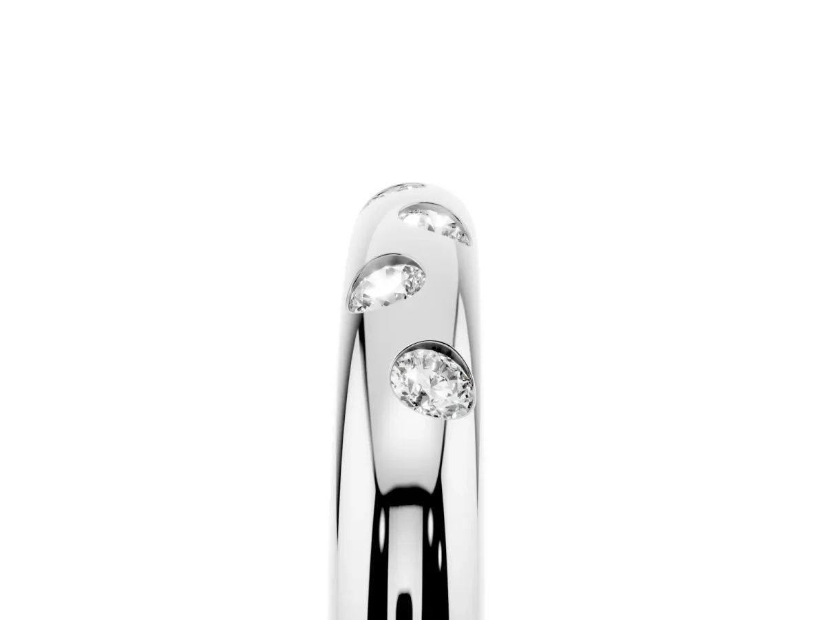 Round Diamond Flush-Set Comfort Fit Band White gold