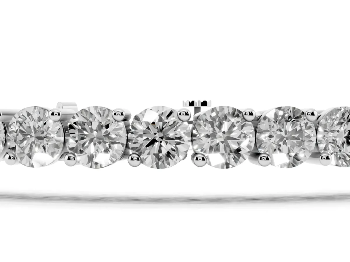 Round Diamond Tennis Bracelet with Prong Setting and Box Clasp Silver