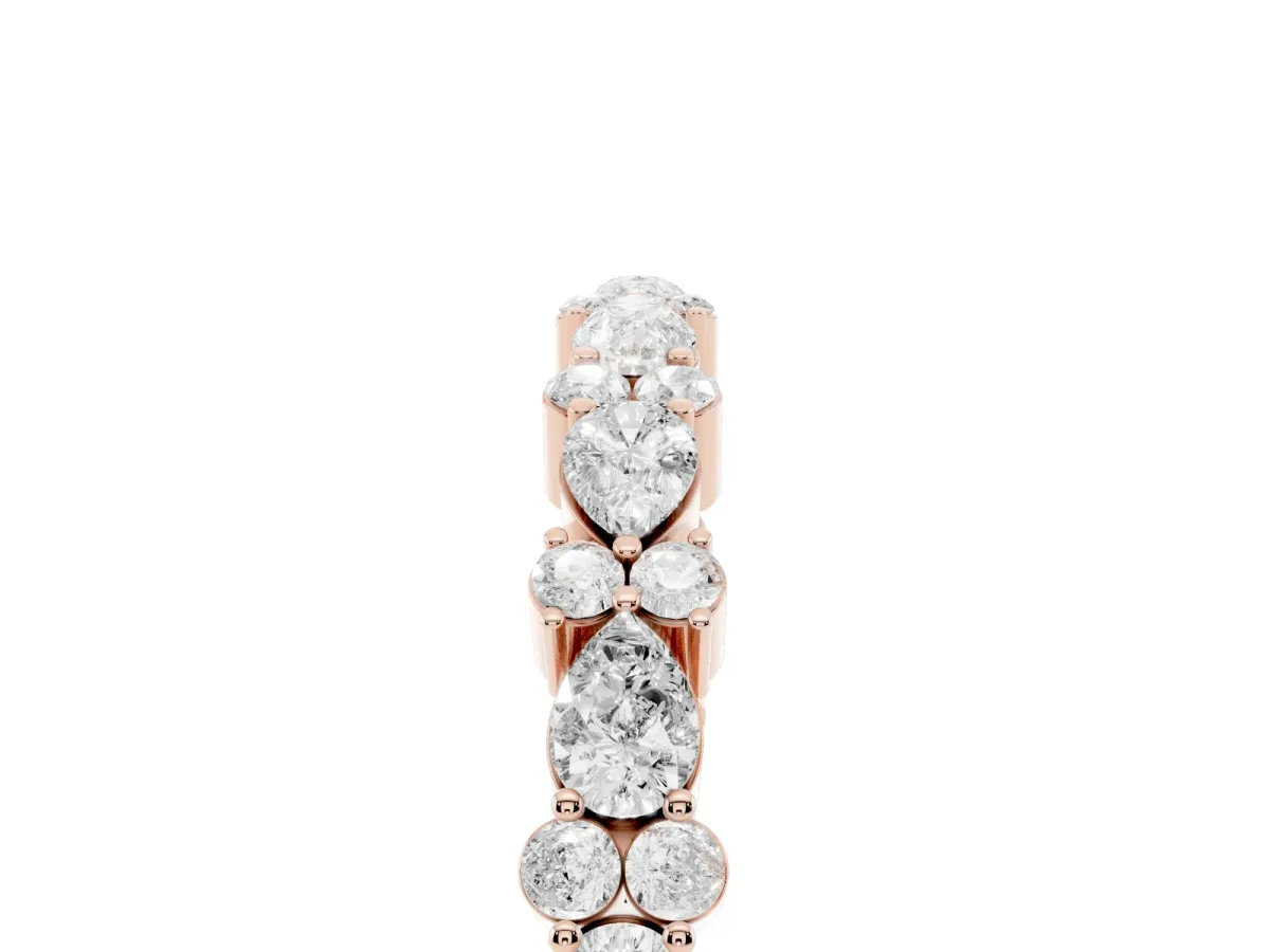 Pear and Round Diamond Wedding Band Rose gold