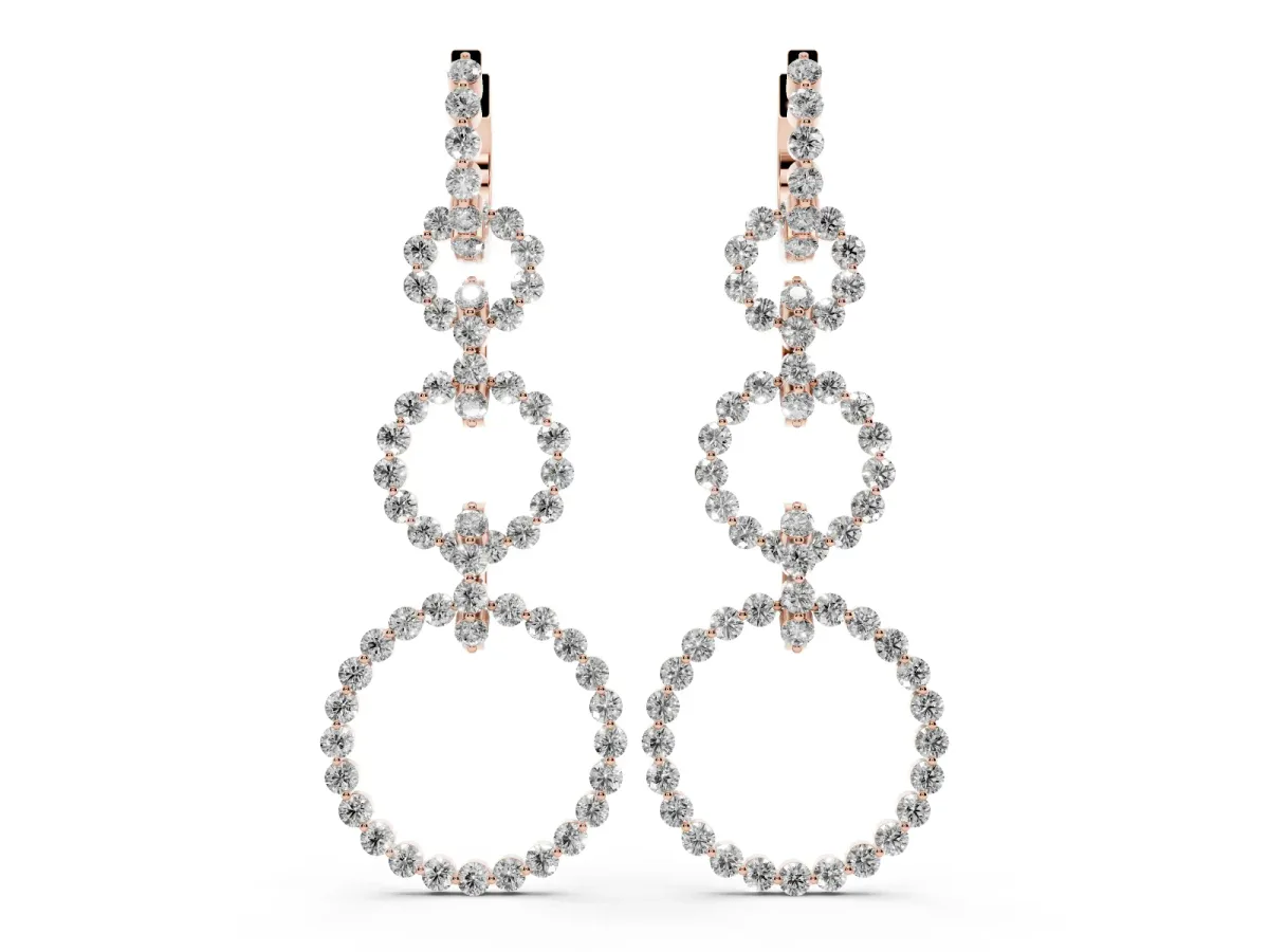 Round Diamond Multiway Open Circle Statement Earrings Rose gold