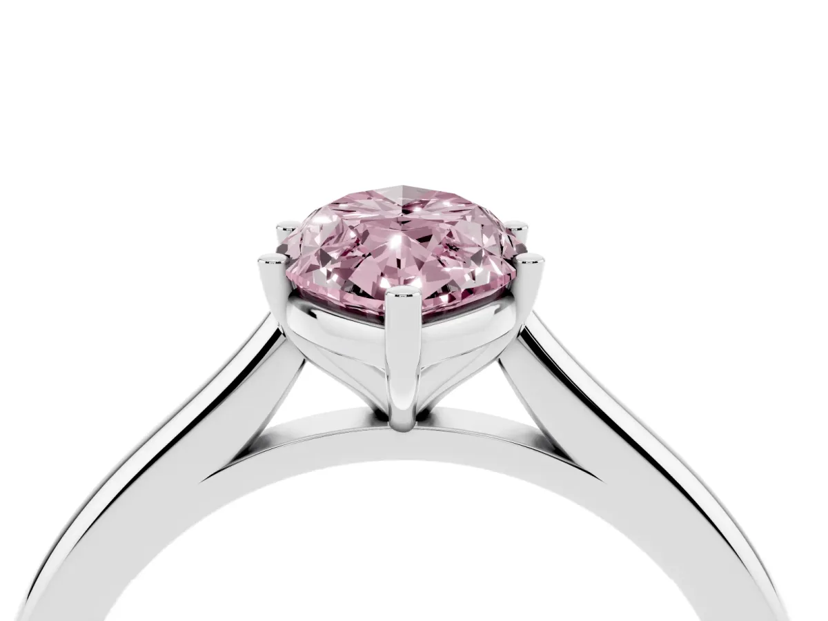Fancy Pink Marquise Cut Cut Solitaire Ring with Cathedral Band and Four-Prong Setting Silver