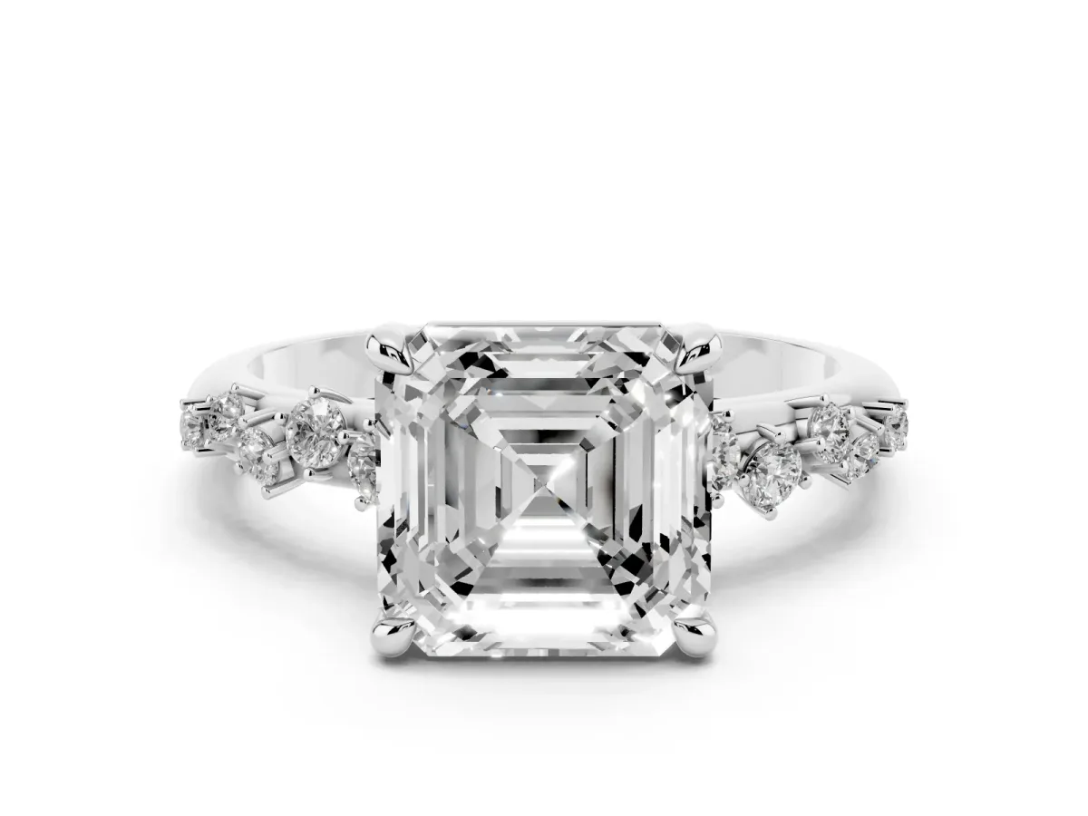 Asscher Cut Cut Diamond Vine Band with Four-Prong Setting Silver