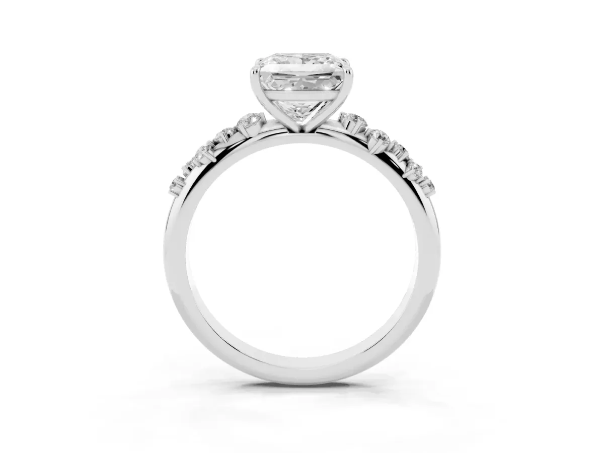 Princess Cut Diamond Cluster Prong-Set Solitaire Ring Silver