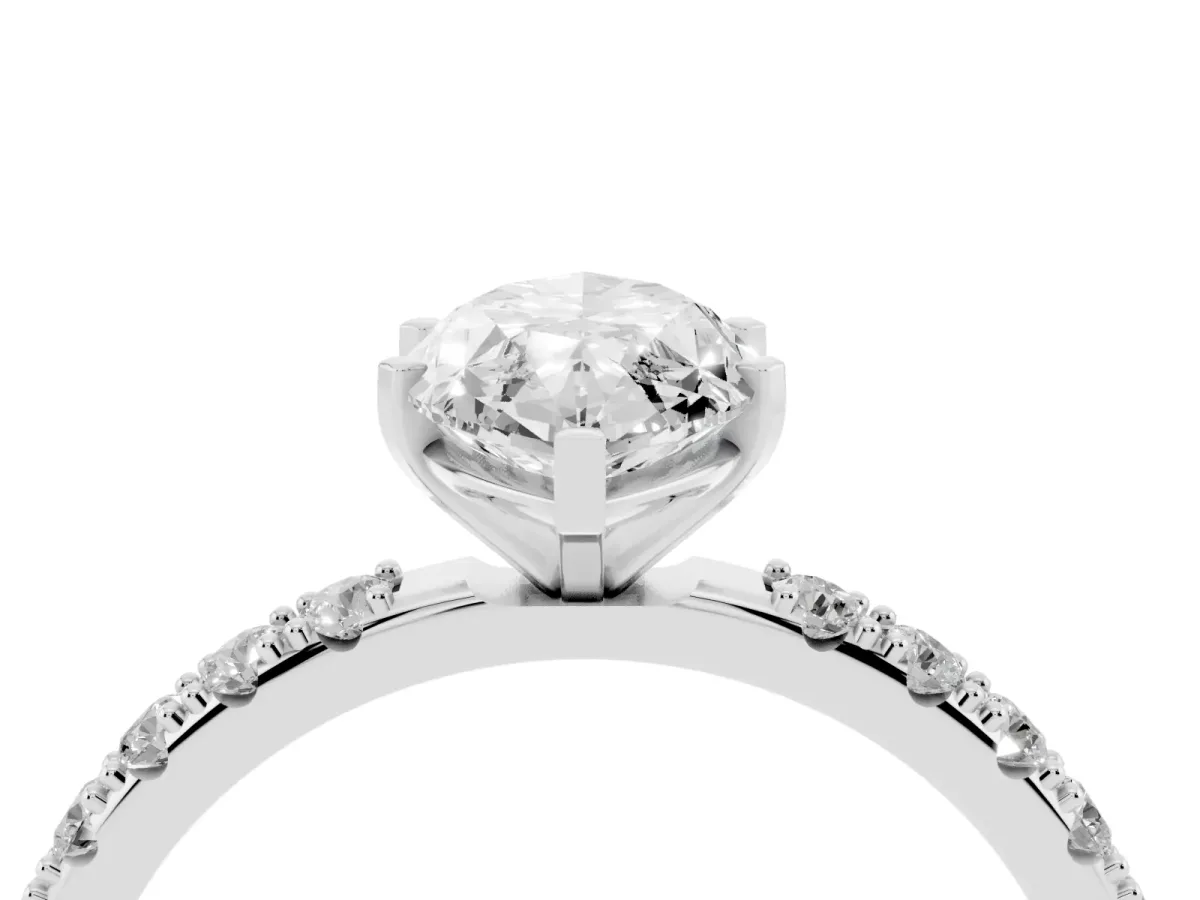 Marquise Cut Diamond Solitaire Pavé Band with Four-Prong Setting Platinum