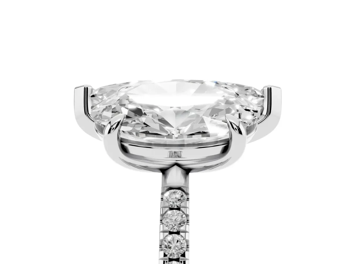 Oval and Marquise Toi Moi Ring with Prong Setting and Pave Band Platinum