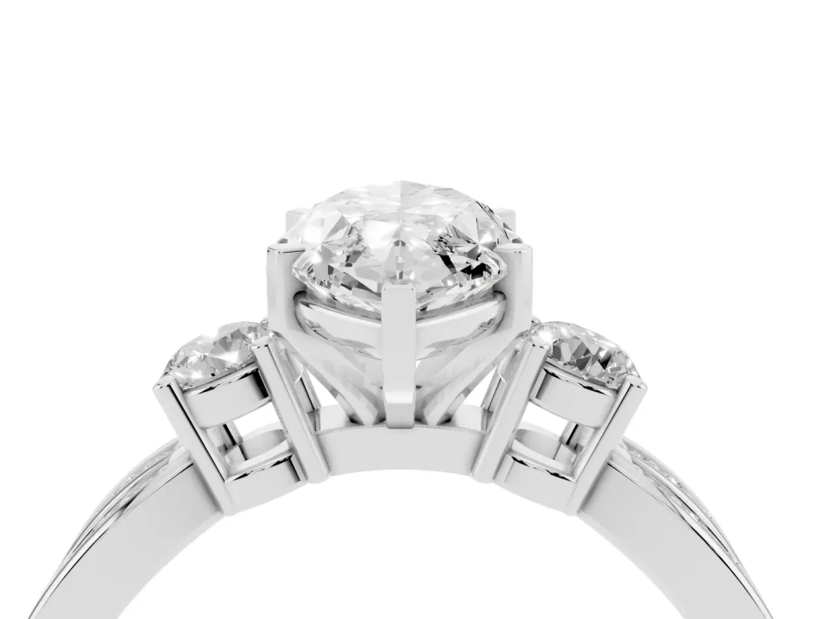 Three-Stone Marquise Cut Cut Diamond Twist Band with Prong Setting Silver