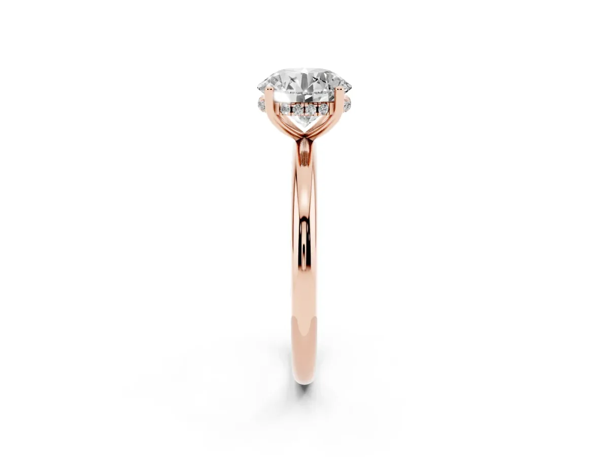 Round Cut Cut Solitaire Engagement Ring with Four-Prong Setting and Classic Band Rose gold