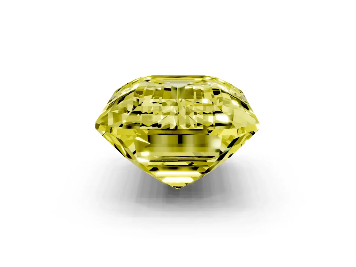 Fancy Yellow Emerald Cut Solitaire Twist Band Six-Prong Setting Silver