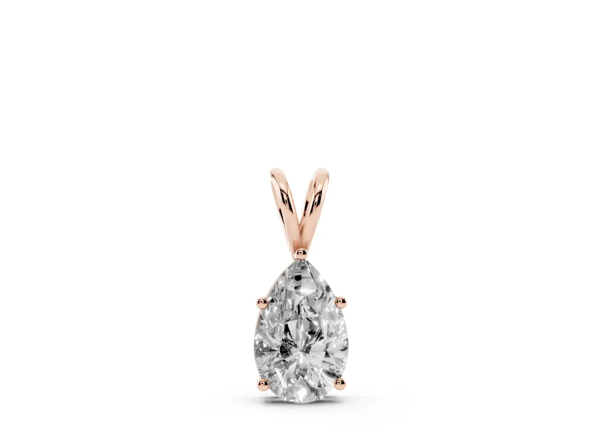 Pear Cut Solitaire Pendant with Three-Prong Setting Rose gold