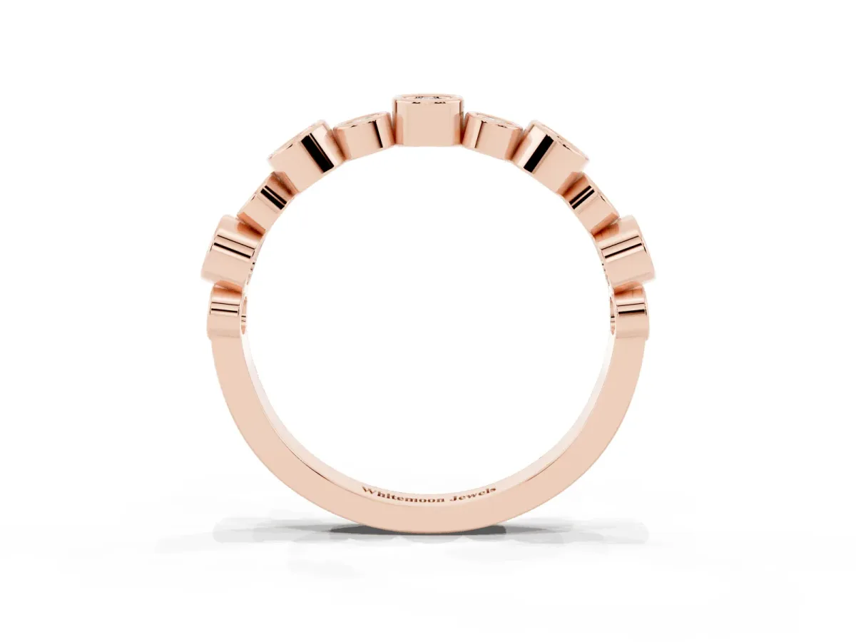 Bezel Set Round Diamond Half Eternity Band Rose gold