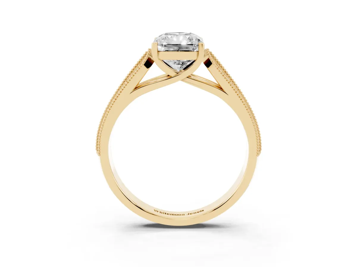 Radiant Cut Cut Pave Split Shank Engagement Ring with Four-Prong Setting Yellow gold