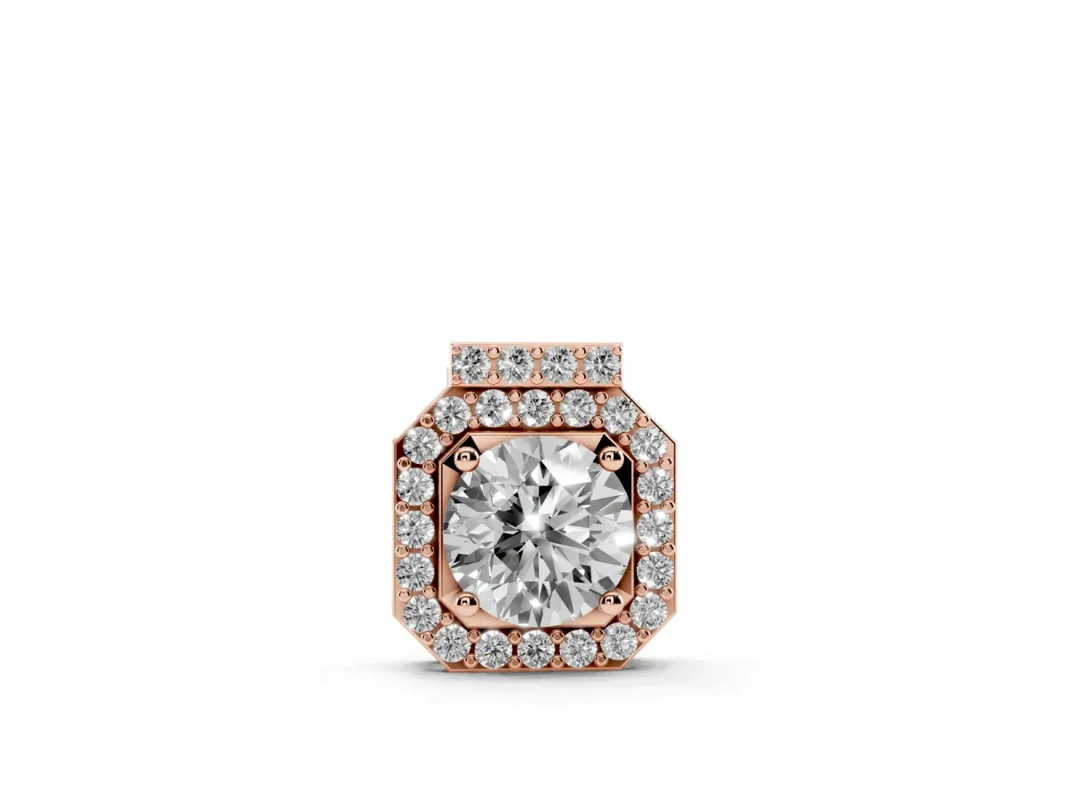 Round Halo Prong-Set Diamond Pendant Rose gold