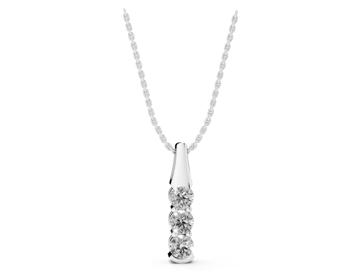 Four-Stone Round Diamond Channel-Set Pendant White gold