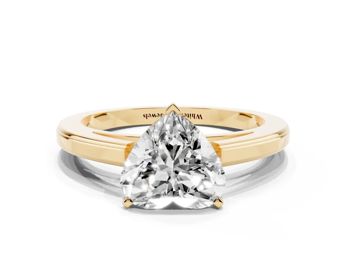 Heart Cut Solitaire Diamond Ring with Four-Prong Setting and Classic Band Yellow gold