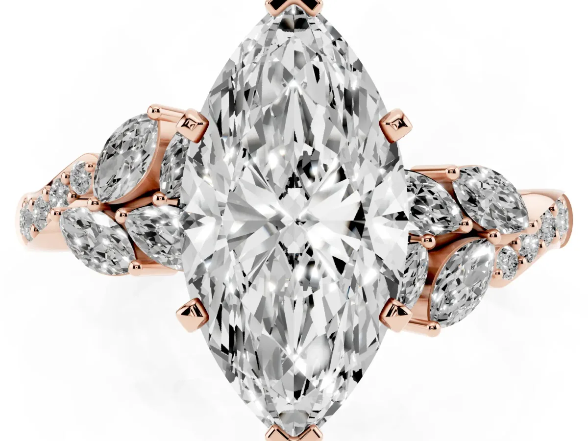 Marquise Cut Solitaire Marquise Twist Band with Six-Prong Setting Rose gold