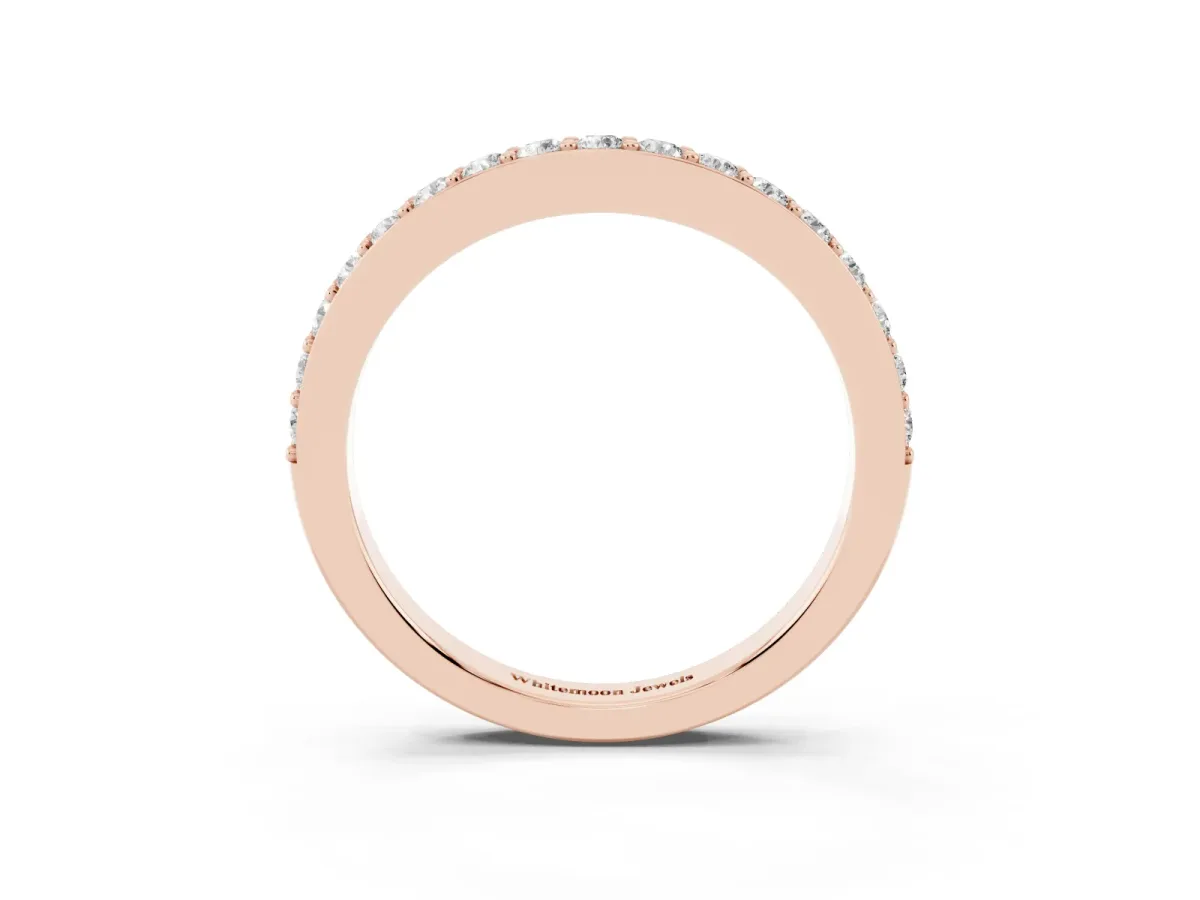 Round Diamond Pavé Set Curved Eternity Band Rose gold