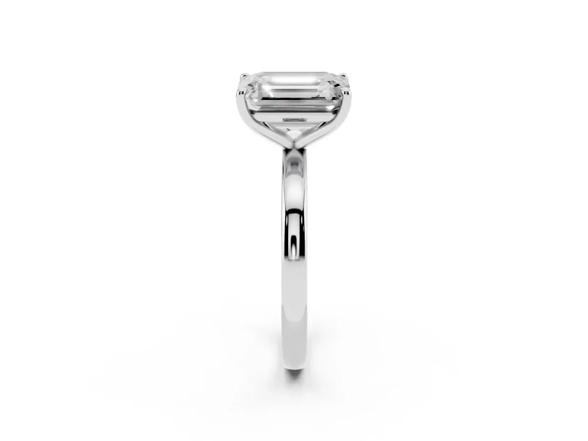 Fancy Green Emerald Cut and Emerald Cut Toi Moi Ring with Prong Setting Platinum
