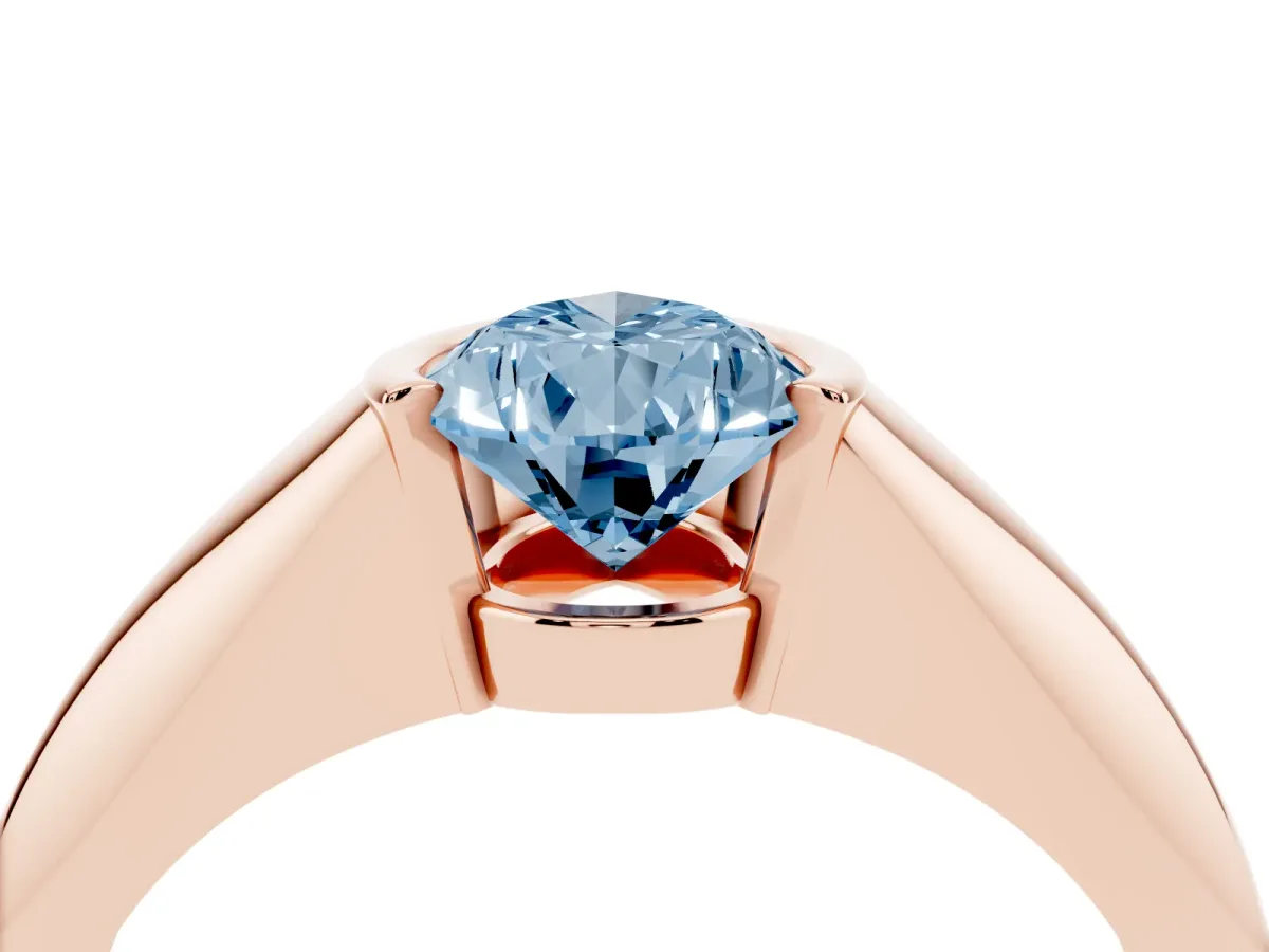 Fancy Blue Pear Cut Solitaire Tension Set Diamond Ring Rose gold