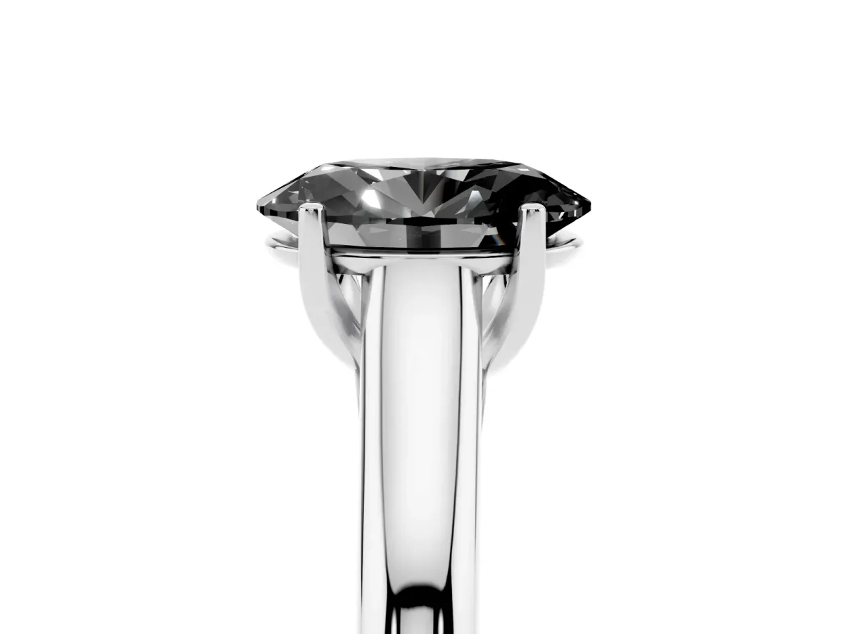 Fancy Black Oval Cut Solitaire Engagement Ring with Tapered Band and Four-Prong Setting Platinum